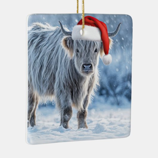 Prettige feestdagen Schattigeste Highland Calf in  Keramisch Ornament (Rechts)