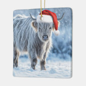 Prettige feestdagen Schattigeste Highland Calf in  Keramisch Ornament (Links)