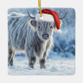 Prettige feestdagen Schattigeste Highland Calf in  Keramisch Ornament (Voorkant)
