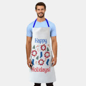 Prettige feestdagen Schort Apple kronkelt blauwe k (Gedragen)