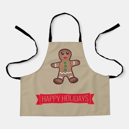 prettige feestdagen schort gemberkoekje (Voorkant)