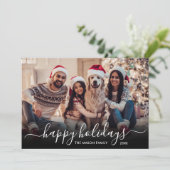 Prettige feestdagen Script 2 Foto Kerstmis Feestdagenkaart (Staand voorkant)