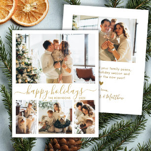 Prettige feestdagen Script 4 Photo Collage Christm Feestdagenkaart