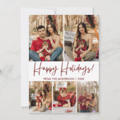 Prettige feestdagen Script 5 Familie Foto Modern Feestdagenkaart (Voorkant)