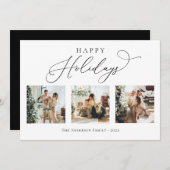 prettige feestdagen Script Black 2 Multi Photo Col Feestdagenkaart (Voorkant / Achterkant)