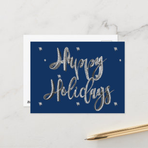 prettige feestdagen Script Chic Blue en Silver Gre