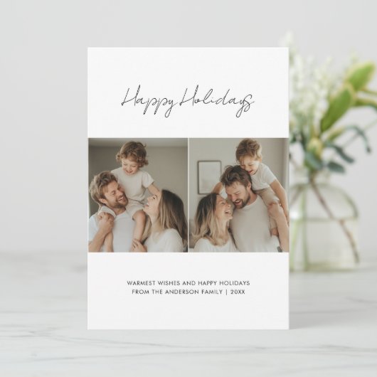 Prettige feestdagen Script Christmas Feestdagenkaart (Staand voorkant)