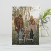 Prettige feestdagen Script? Familiefoto Christmas Feestdagenkaart (Staand voorkant)