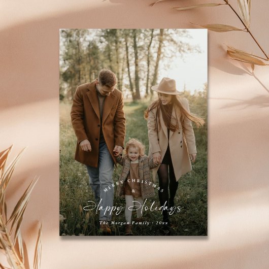 Prettige feestdagen Script? Familiefoto Christmas Feestdagenkaart