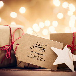 Prettige feestdagen Script Family Retouradres Rubberstempel