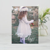 Prettige feestdagen Script Foto Kerst Feestdagenkaart (Staand voorkant)