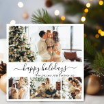 Prettige feestdagen Script Foto Kerst Vakantie Kaa Feestdagenkaart<br><div class="desc">Prettige feestdagen Elegante kalligrafie * Minimalist Zwart-wit 4 Fotocollage Vrolijk kerstscript Vakantie Kaart. Deze feestelijke, minimalistische, grillige vier (4) foto vakantie kaart sjabloon beschikt over een Prettige feestdagen fotocollage en zegt "programmatekst" in een prachtige hand geletterde swirly swash-tail lettertype. Op de achterkant met begroeting tekst sjabloon met een beetje hart...</div>