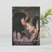 Prettige Feestdagen Script Foto Overlay Kerstkaart (Staand voorkant)
