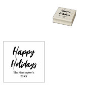 Prettige feestdagen Script Gepersonaliseerde Kerst Rubberstempel (Gestempeld)