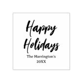 Prettige feestdagen Script Gepersonaliseerde Kerst Rubberstempel (Afrduk)