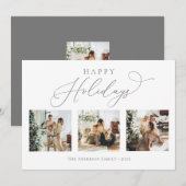 Prettige feestdagen Script Gray 2 Multi Photo Coll Feestdagenkaart (Voorkant / Achterkant)
