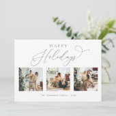 Prettige feestdagen Script Gray 2 Multi Photo Coll Feestdagenkaart (Staand voorkant)