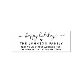 Prettige feestdagen Script Heart Return-adres Zelfinktende Stempel