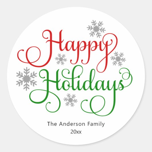 prettige feestdagen Script Holiday Ronde Sticker (Voorkant)