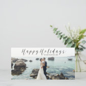 Prettige feestdagen Script Kalligrafie Kerst Foto Feestdagenkaart (Staand voorkant)