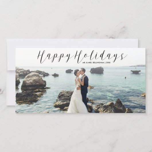 Prettige feestdagen Script Kalligrafie Kerst Foto Feestdagenkaart (Voorkant)