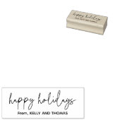 Prettige Feestdagen Script Naam Minimaal Design Rubberstempel (Gestempeld)