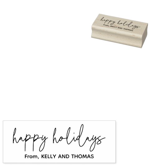 Prettige Feestdagen Script Naam Minimaal Design Rubberstempel (Gestempeld)