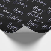 prettige feestdagen Script Name Blue Navy Black Cadeaupapier (Hoek)