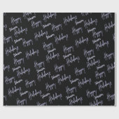 prettige feestdagen Script Name Blue Navy Black Cadeaupapier (Vlak)