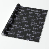 prettige feestdagen Script Name Blue Navy Black Cadeaupapier (Uitgerold)