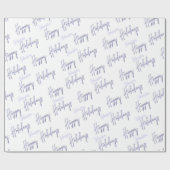prettige feestdagen Script Name Blue White Winter Cadeaupapier (Vlak)