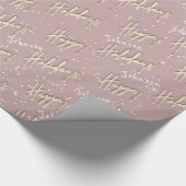 prettige feestdagen Script Name Gold Confetti Powd Cadeaupapier (Hoek)