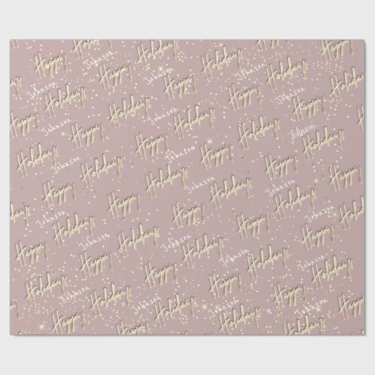prettige feestdagen Script Name Gold Confetti Powd Cadeaupapier (Vlak)