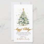 Prettige feestdagen Script Non Photo Christmas Tre Feestdagenkaart (Voorkant)