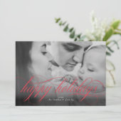 Prettige feestdagen Script Photo Christmas-Kaart Aankondiging (Staand voorkant)