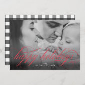 Prettige feestdagen Script Photo Christmas-Kaart Aankondiging (Voorkant / Achterkant)