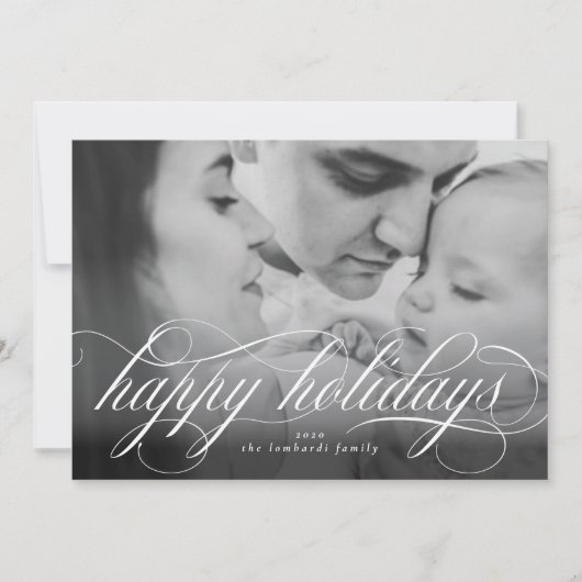 Prettige feestdagen Script Photo Christmas-Kaart Aankondiging (Voorkant)