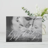 Prettige feestdagen Script Photo Christmas-Kaart Aankondiging (Staand voorkant)