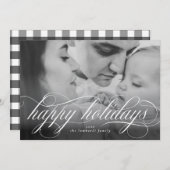 Prettige feestdagen Script Photo Christmas-Kaart Aankondiging (Voorkant / Achterkant)