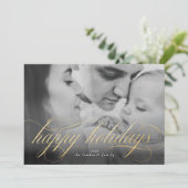 Prettige feestdagen Script Photo Christmas-Kaart Aankondiging (Staand voorkant)