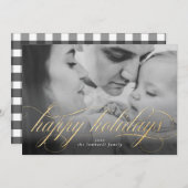 Prettige feestdagen Script Photo Christmas-Kaart Aankondiging (Voorkant / Achterkant)