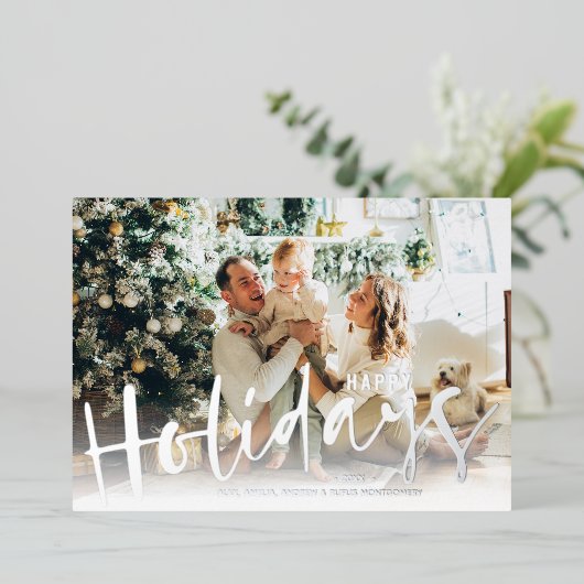 prettige feestdagen Script Photo Silver (Staand Voorkant)