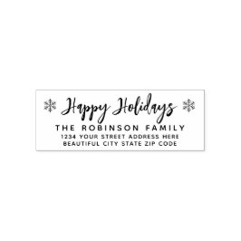 Prettige feestdagen Script Snowflake Return-adres Zelfinktende Stempel