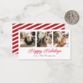 prettige feestdagen script - Triple Photo Card Notitiekaartje (Voorkant / Achterkant in situ)