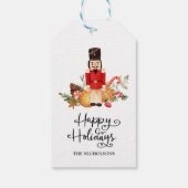 Prettige feestdagen Script Waterverf Notenkraker Cadeaulabel (Achterkant)