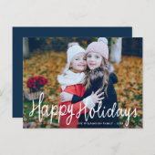 prettige feestdagen scriptbedekking kerstkaart briefkaart (Voorkant / Achterkant)