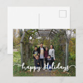 Prettige feestdagen Scriptkalligrafie Familiefoto (Voorkant / Achterkant)