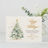 Prettige feestdagen Scriptkerstboom voor Waterverf Feestdagenkaart (Staand voorkant)