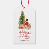 Prettige feestdagen Scriptkerstboomnotenkraker Cadeaulabel (Achterkant)