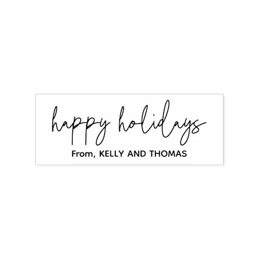 Prettige feestdagen Scriptnaam Minimal Design Rubberstempel (Afrduk)